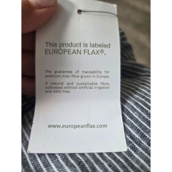 Coldwater Creek Grey Black Pinstripe European Flax Linen Pull On Ankle Pants 1X - Picture 7 of 9